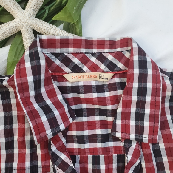 SOLD Scullers Western Plaid Polo Shirt - Picture 2 of 8